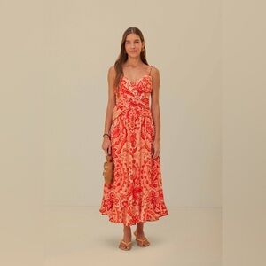 NWOT Farm Rio Red Jaipur Crossover Maxi Dress Small